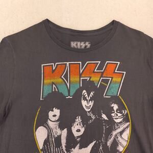 Kiss World Rock and Roll All Night Band Crew Neck T Shirt Mens Size Large L Gray